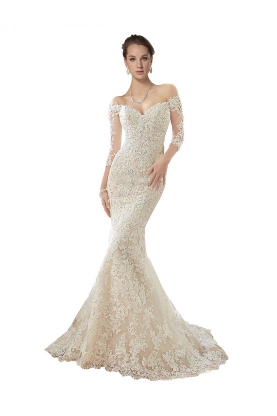 Tulle & Lace Off the Shoulder Long Sleeves Chapel Train Wedding Dress Kent