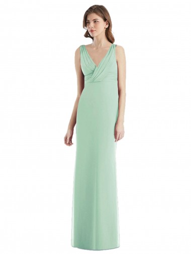Chiffon V-Neck Sleeveless Open Back Long Bridesmaid Evening Dress Kent