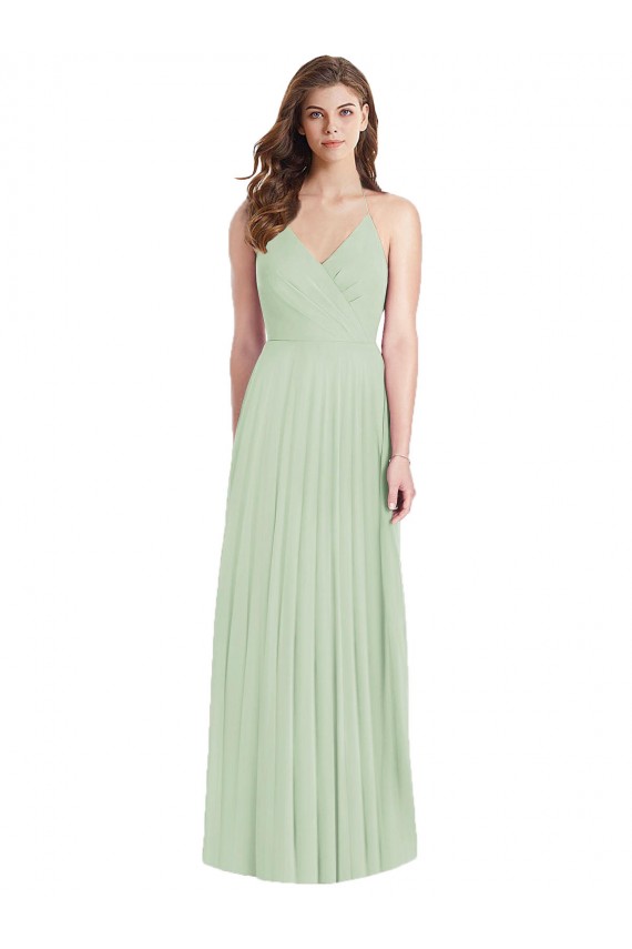 Soft Chiffon Spaghetti Straps Cold Shoulder Long Semi Formal Evening Dress / Bridesmaid Dress Kent
