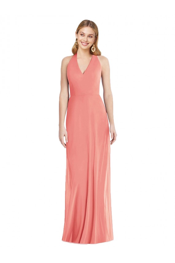 Soft Chiffon Halter Neck Sleeveless Long Formal Evening Gown / Bridesmaid Dress Kent