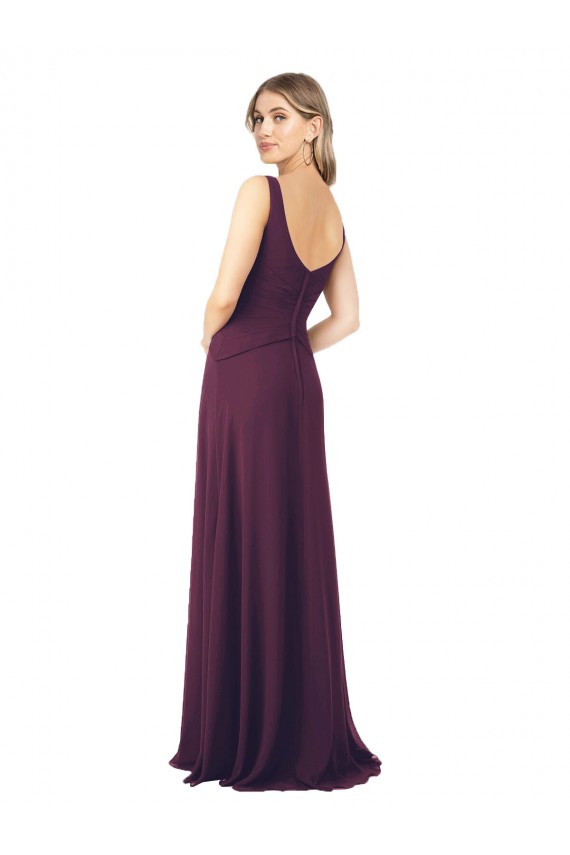 Chiffon V-Neck Sleeveless Long Floor Length Bridesmaid Dress Kent