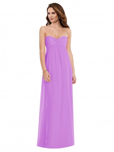 Soft Chiffon Sweetheart Sleeveless Low Back Violet Long Semi Formal Evening Dress / Bridesmaid Dress Kent