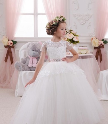 Tulle & Lace Sweetheart Sleeveless Long Flower Girl Dress Kent