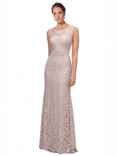 Lace Illusion Neck Sleeveless Long Bridesmaid Dress Kent