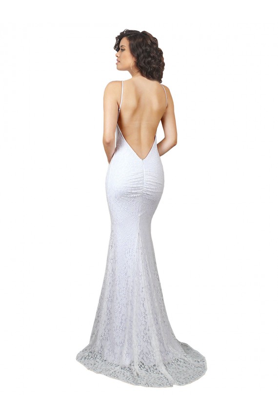 Lace High Neck Sleeveless Open Back White Sweep Train Wedding Dress Kent