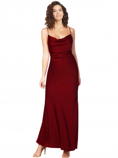 Silk like Satin Cowl Neck Sleeveless Low Back Long Black Tie Evening Gown / Prom Dress / Bridesmaid Dress Kent