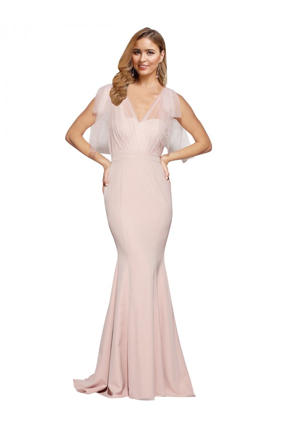 Stretch Crepe & Tulle Sweetheart Sleeveless Low Back Long Formal Dress / Bridesmaid Dress Kent