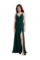 Stretch Crepe V-Neck Sleeveless V-Back Midnight Green Long Formal Evening Gown / Prom Dress / Bridesmaid Dress Kent